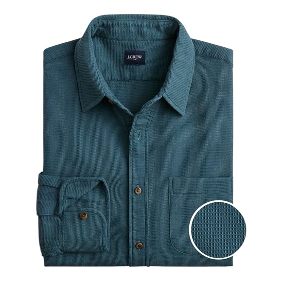 NWT! J. Crew Opal Blue Waffle Dobby Shirt. Size XL. - Picture 1 of 9
